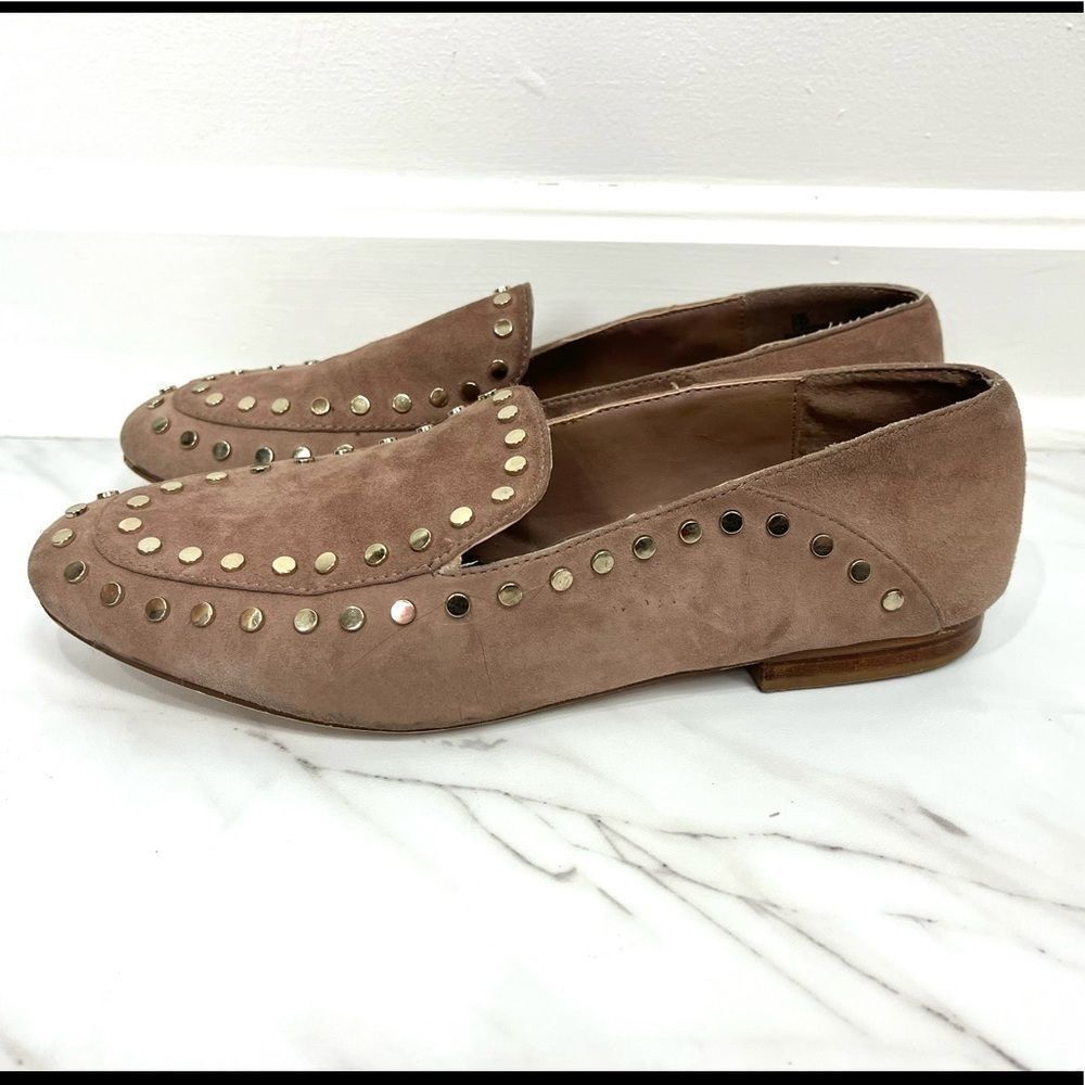 Bleecker & Bond Arianna Beige Loafer Flats Silver Embellished Women’s Size 8